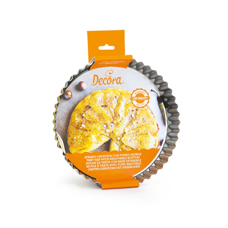 STAMPO CROSTATA  TONDO DIAMETRO cm 30 x h 3,5 FONDO MOBILE ANTIADERENTE DECORA