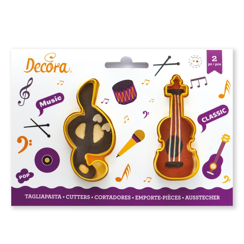 SET 2 TAGLIAPASTA CHIAVE DI SOL E VIOLINO IN PLASTICA DECORA