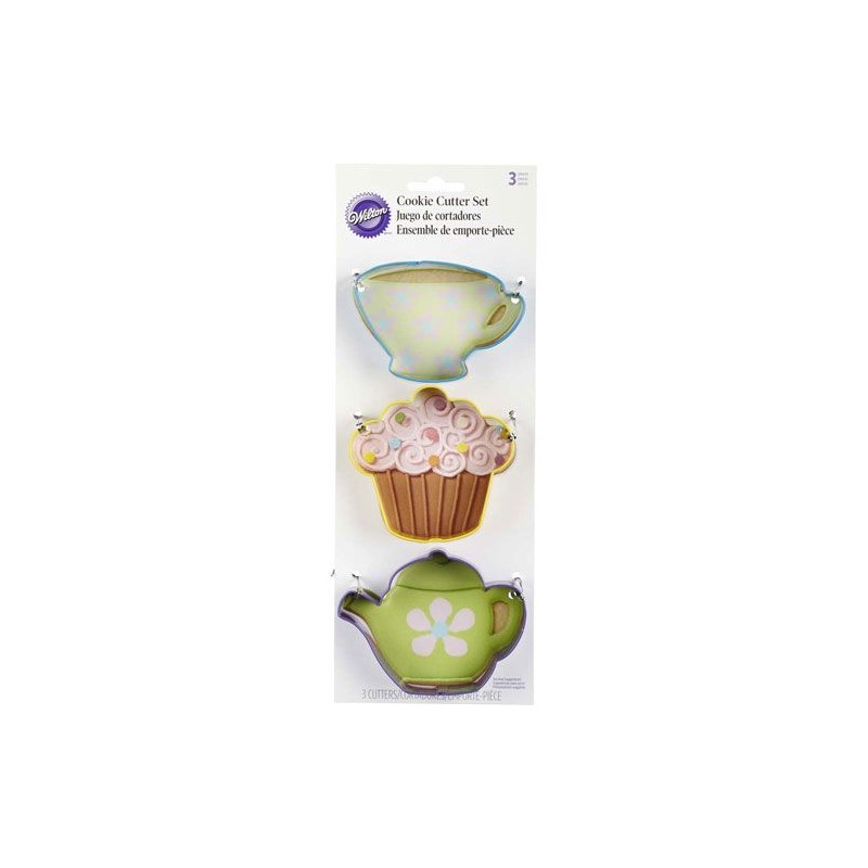 SET 3 TAGLIABISCOTTI TEA PARTY IN METALLO COLORATO WILTON