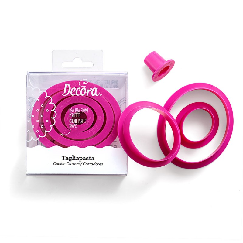 0255307 SET 4 TAGLIAPASTA OVALE PLASTICA DECORA