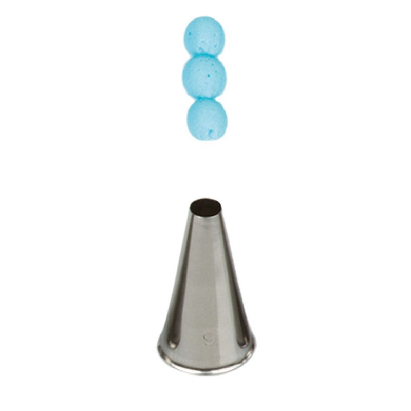 CORNETTO PER DECORAZIONE TONDO NR 9 DECORA IN ACCIAIO INOX Ø1,7 X 3,3 CM