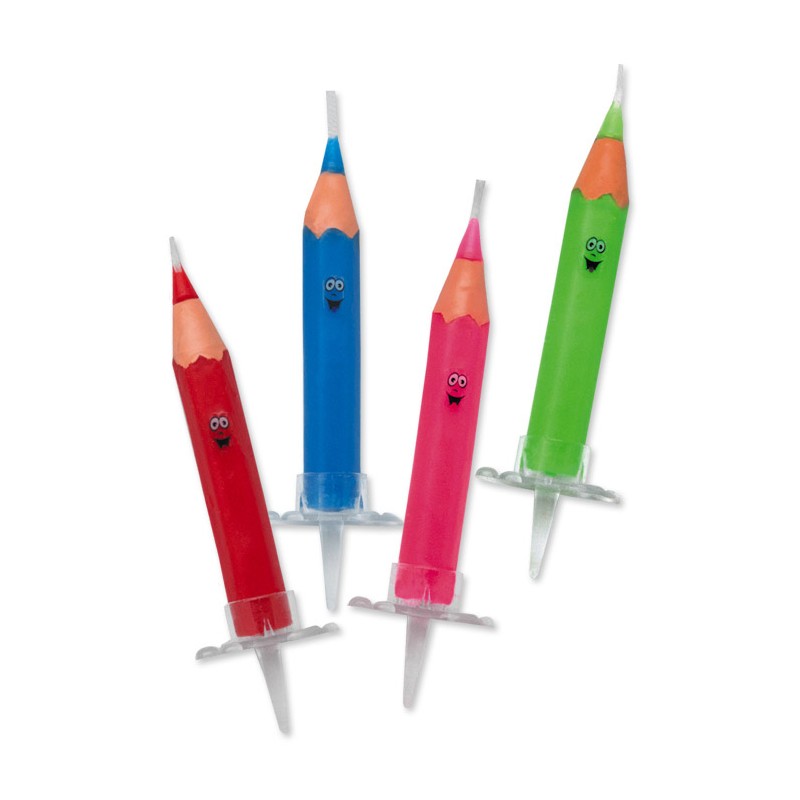 4 Candeline 9 cm Matite Colorate - BIG PARTY