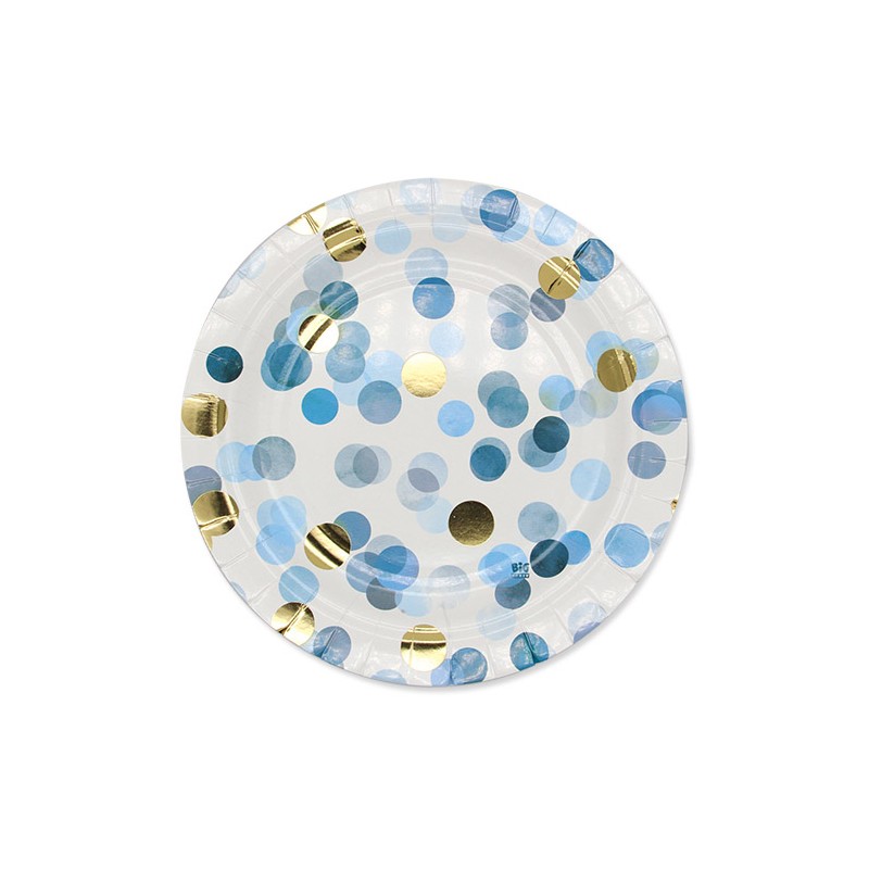 8 Piatti Ø 18 cm Coriandoli Celeste - BIG PARTY