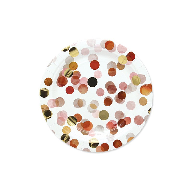 8 Piatti Ø 18 cm Coriandoli Rosa - BIG PARTY