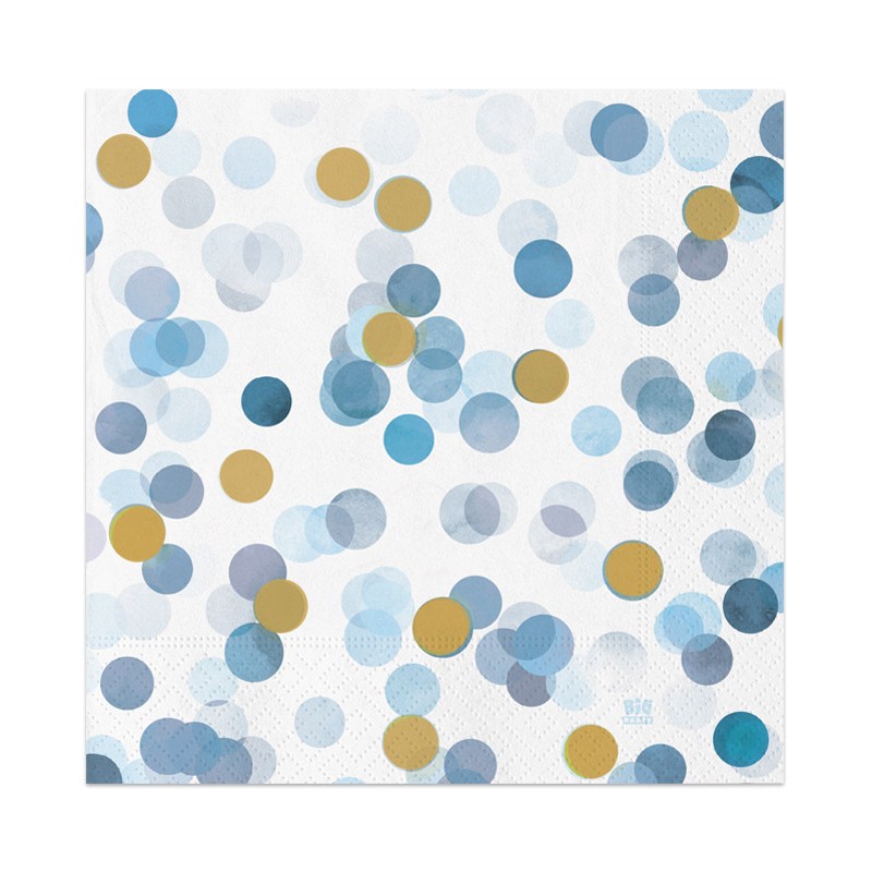 20 Tovaglioli 33 x 33 cm Coriandoli Celeste BIG PARTY