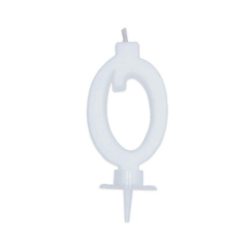 Candelina Italic Bianca 7 cm Numero 0 BIG PARTY