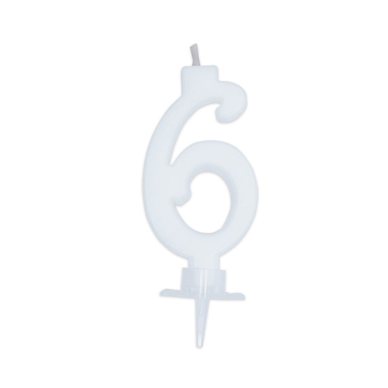 Candelina Italic Bianca 7 cm Numero 6 BIG PARTY