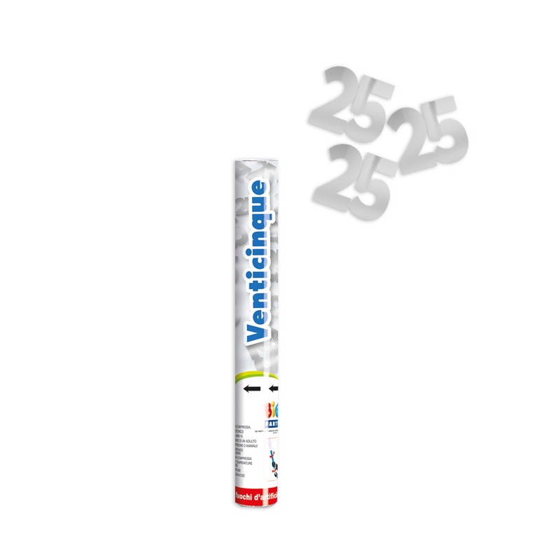 Cannon Sparacoriandoli 30 cm Venticinque Argento Metal - BIG PARTY