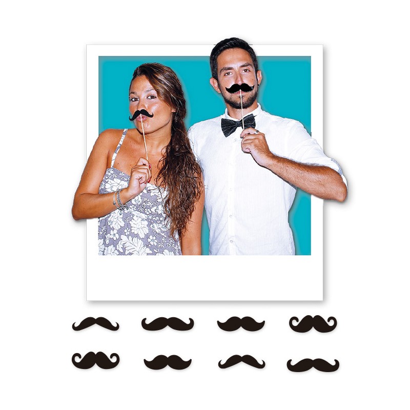 8 Maxi Photo Booth 20 cm Baffi - BIG PARTY