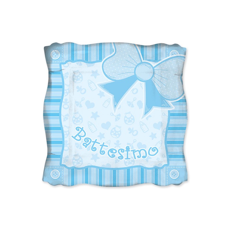 8 Piatti 19 x 19 cm Battesimo Baby Celeste BIG PARTY