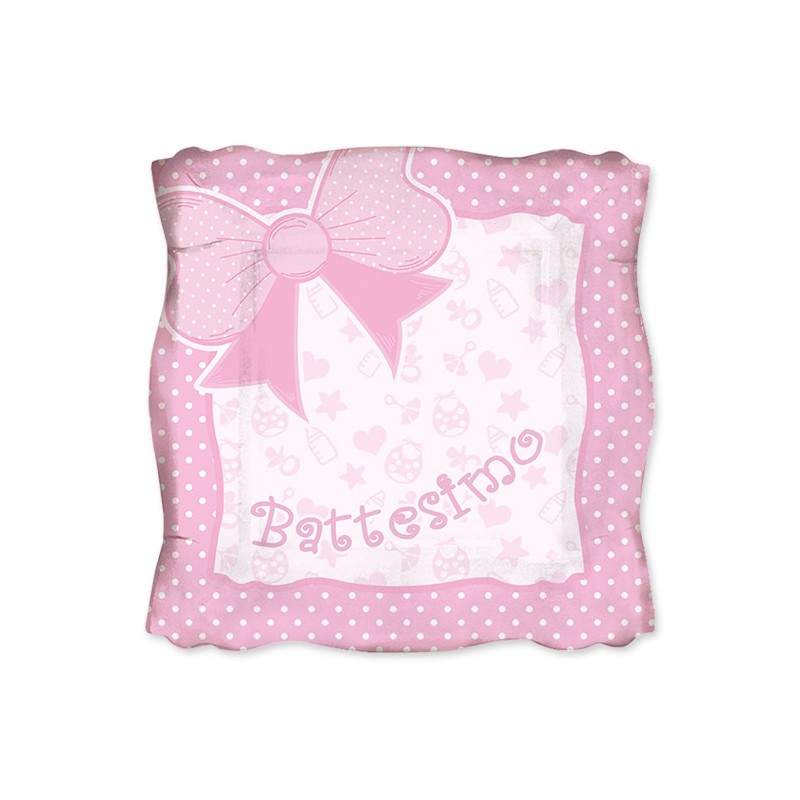 8 Piatti 19 x 19 cm Battesimo Baby Rosa BIG PARTY