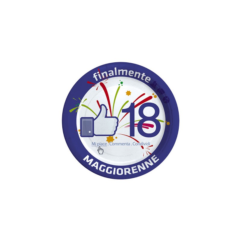 10 PIATTI cm 18 - 18 ANNI FACEPARTY BIG PARTY