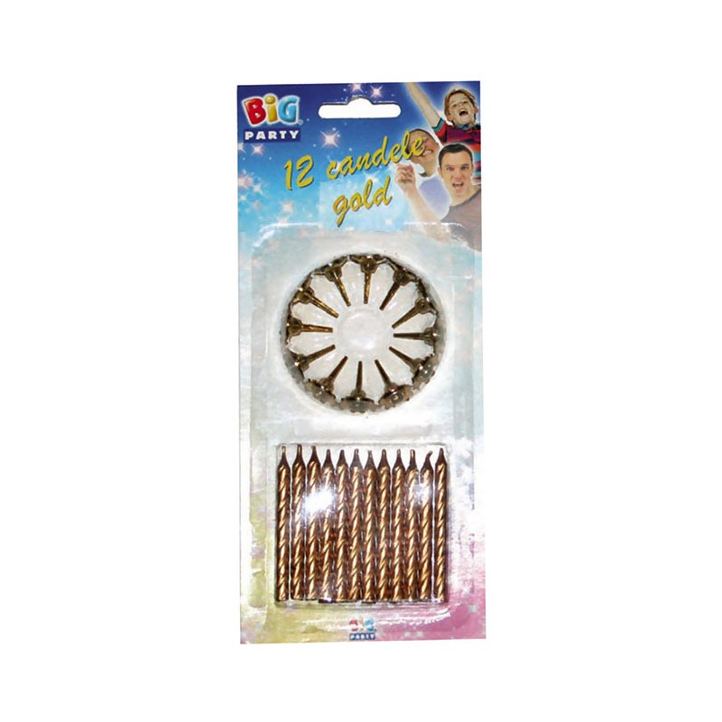 12 Candeline Classiche 8 cm Oro BIG PARTY