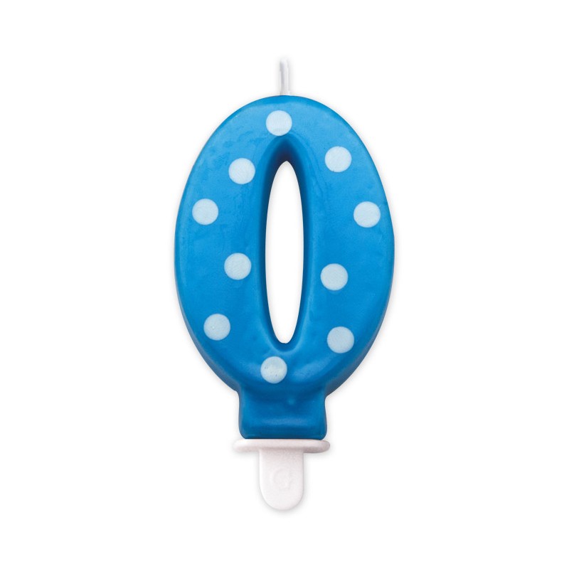 Candelina Pois Turchese 8,5 cm Numero 0 BIG PARTY