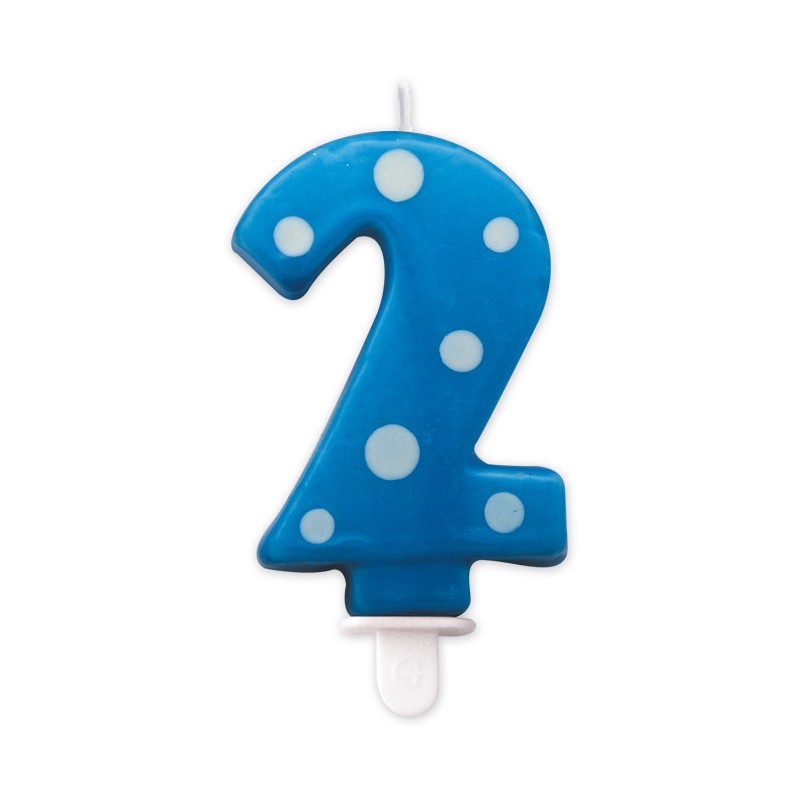 Candelina Pois Turchese 8,5 cm Numero 2 BIG PARTY