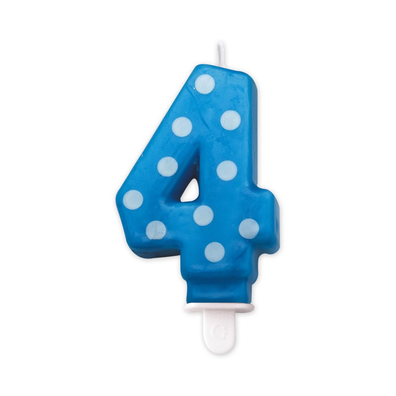 Candelina Pois Turchese 8,5 cm Numero 4 BIG PARTY