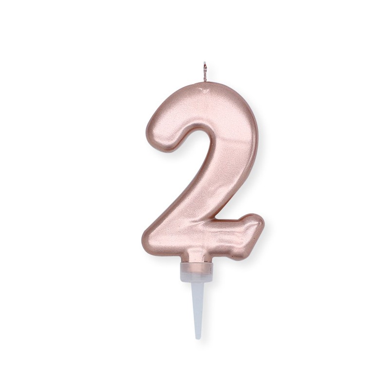 Candelina Plump Rose Gold Metal 10 cm Numero 2 BIG PARTY