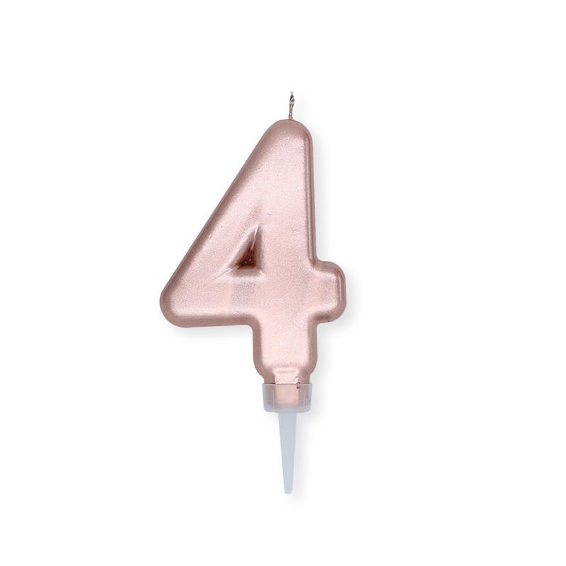 Candelina Plump Rose Gold Metal 10 cm Numero 4 BIG PARTY