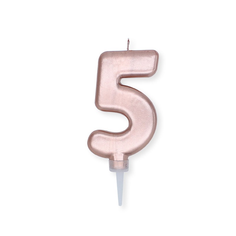 Candelina Plump Rose Gold Metal 10 cm Numero 5 BIG PARTY