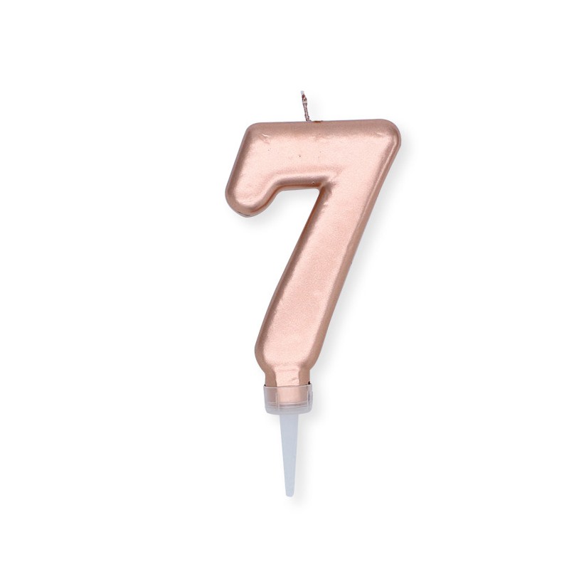 Candelina Plump Rose Gold Metal 10 cm Numero 7 BIG PARTY