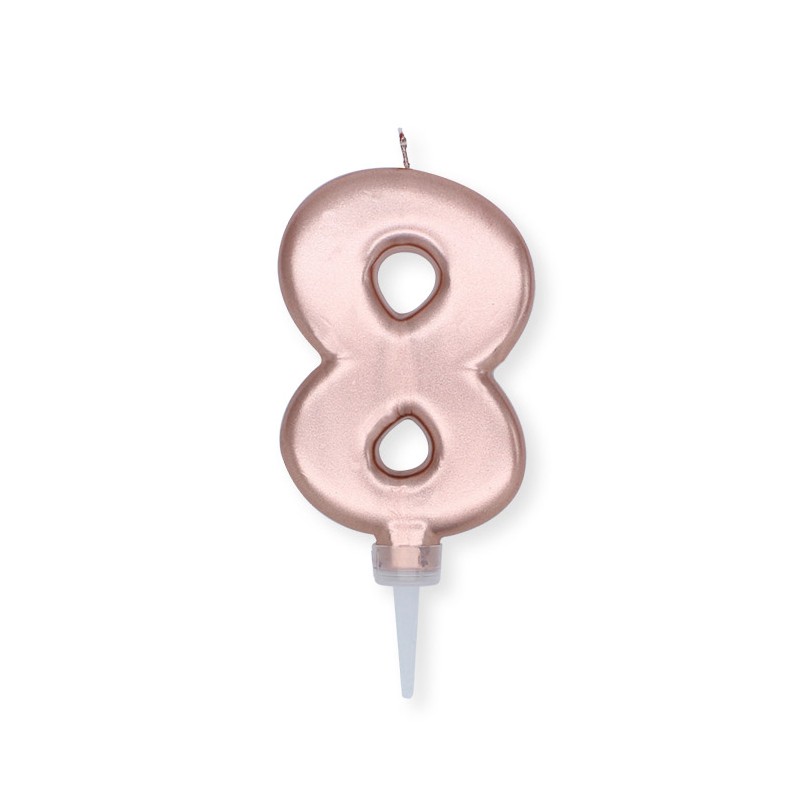 Candelina Plump Rose Gold Metal 10 cm Numero 8 BIG PARTY