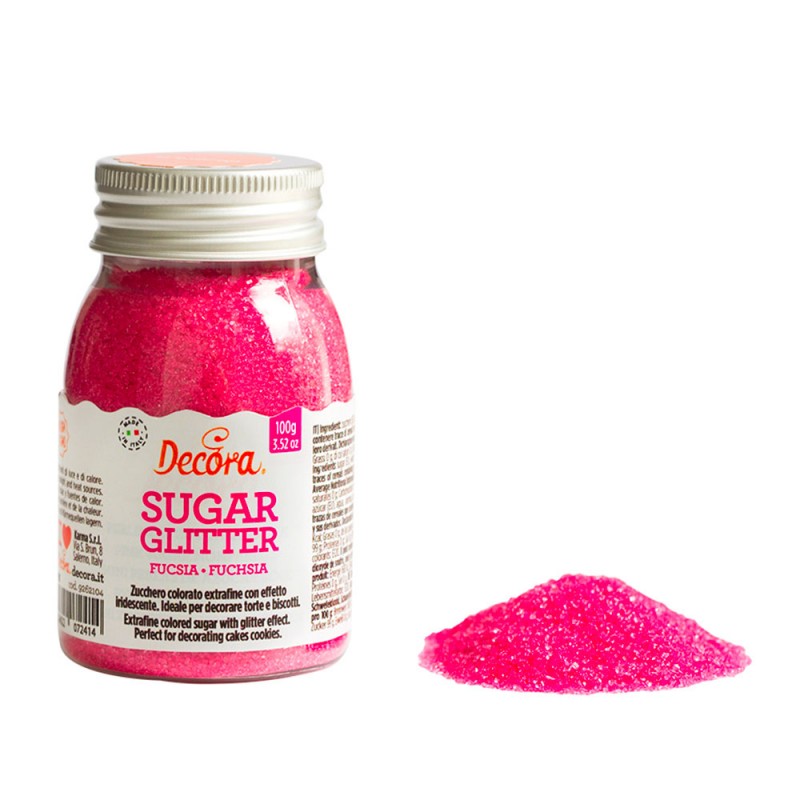 Zucchero glitterato fucsia 100 g DECORA