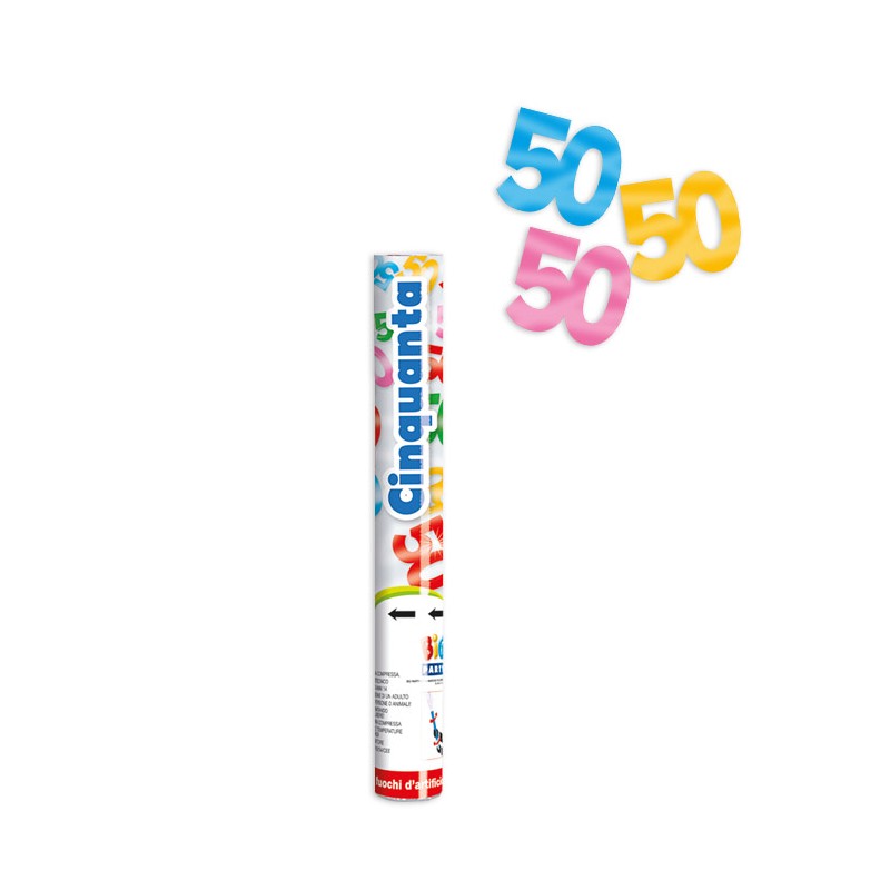 Cannon Sparacoriandoli 30 cm Cinquanta Metal BIG PARTY
