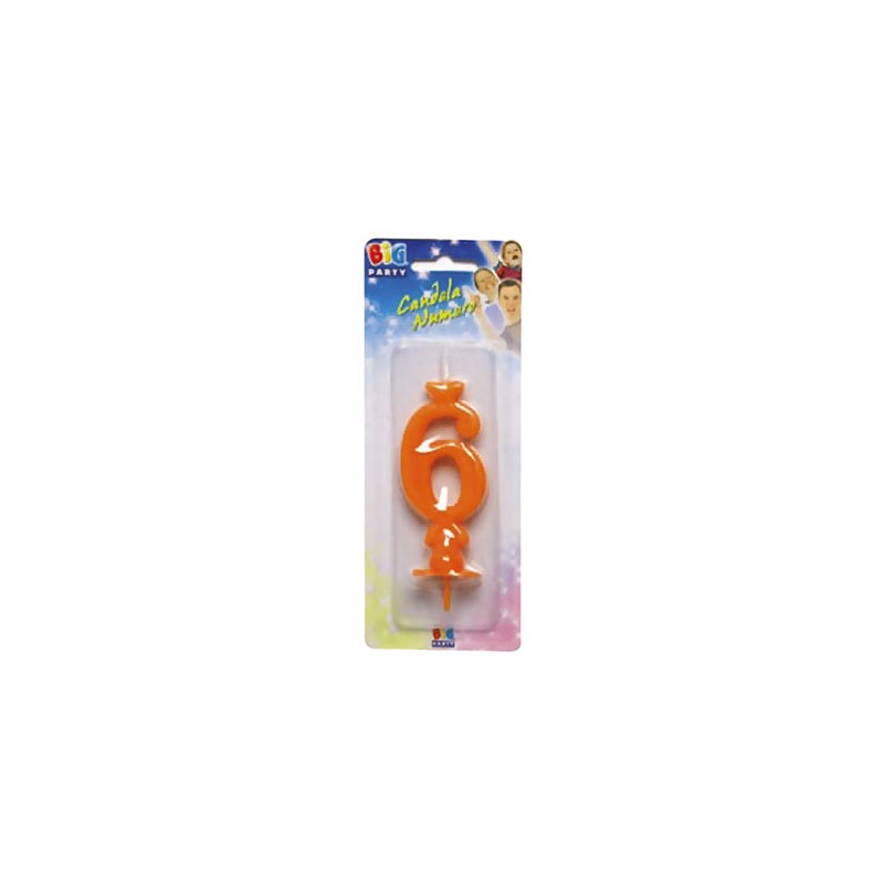 Candelina Classica Arancio 8,5 cm Numero 6 BIG PARTY