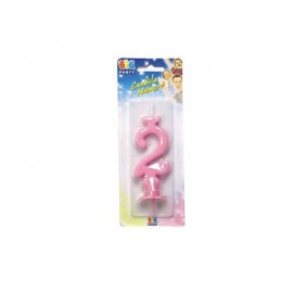 Candelina Classica Rosa 8,5 cm Numero 2 BIG PARTY