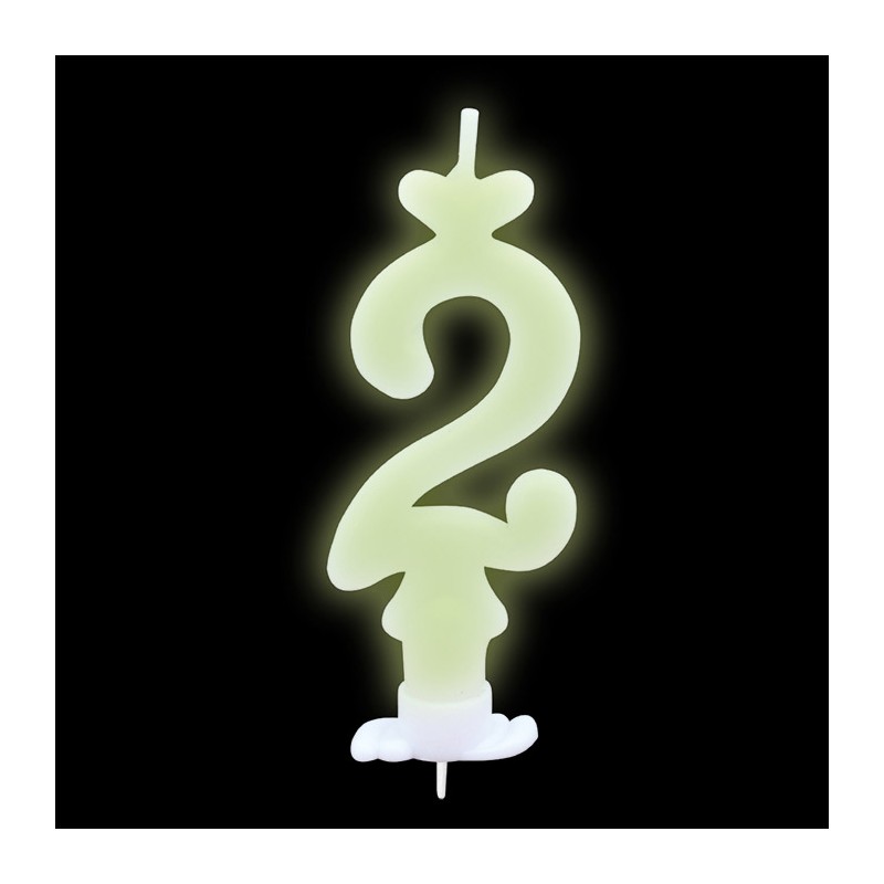 Candelina Classica Fosforescente 8,5 cm Numero 2 BIG PARTY