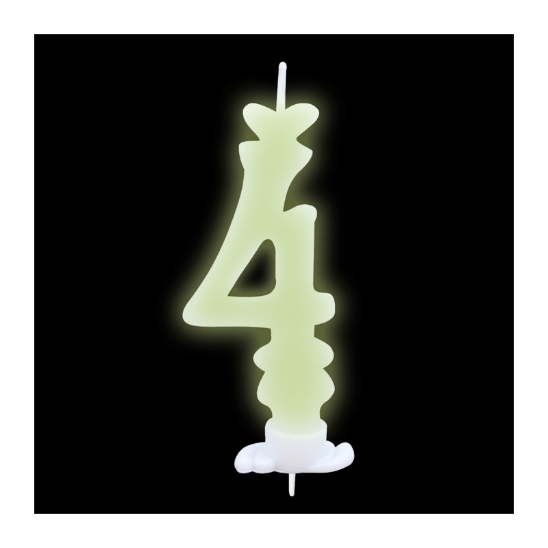 Candelina Classica Fosforescente 8,5 cm Numero 4 BIG PARTY