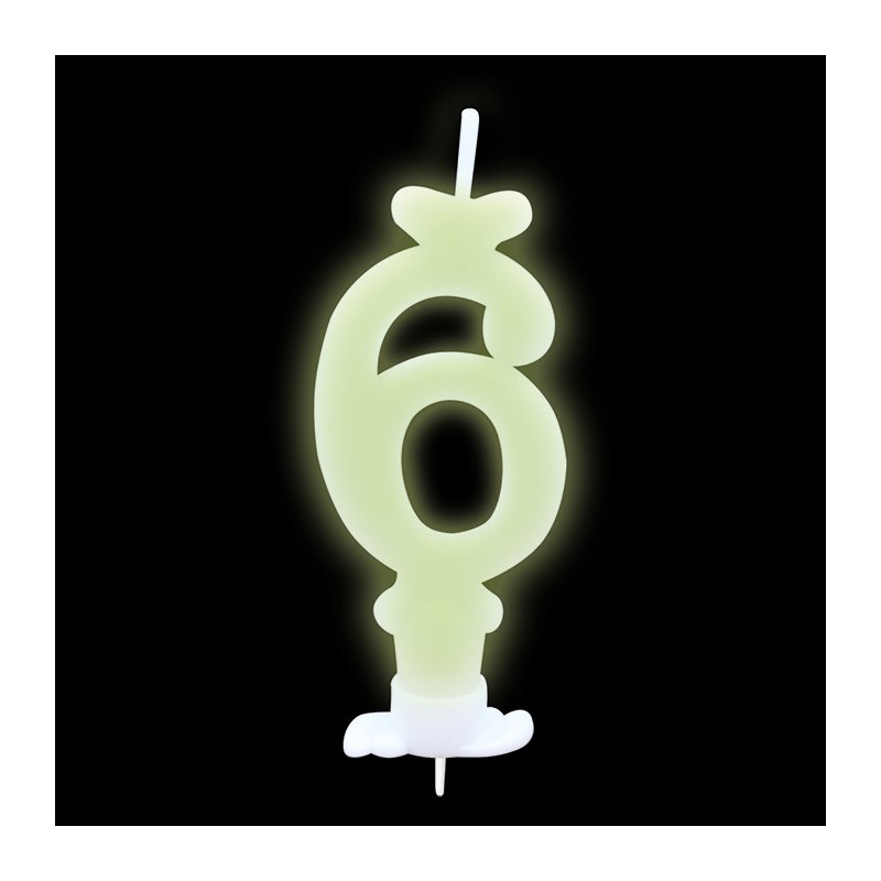 Candelina Classica Fosforescente 8,5 cm Numero 6 BIG PARTY