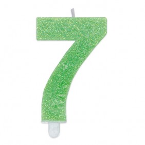 Candelina Sweety Verde Glitter 9 cm Numero 7 BIG PARTY
