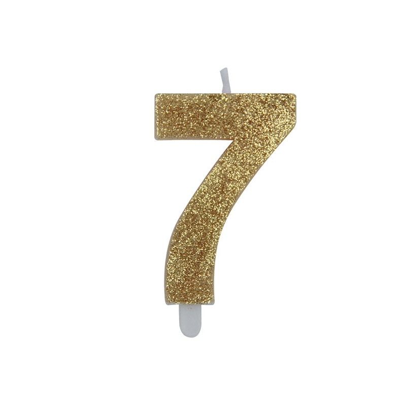 Candelina Sweety Oro Glitter 9 cm Numero 7 BIG PARTY
