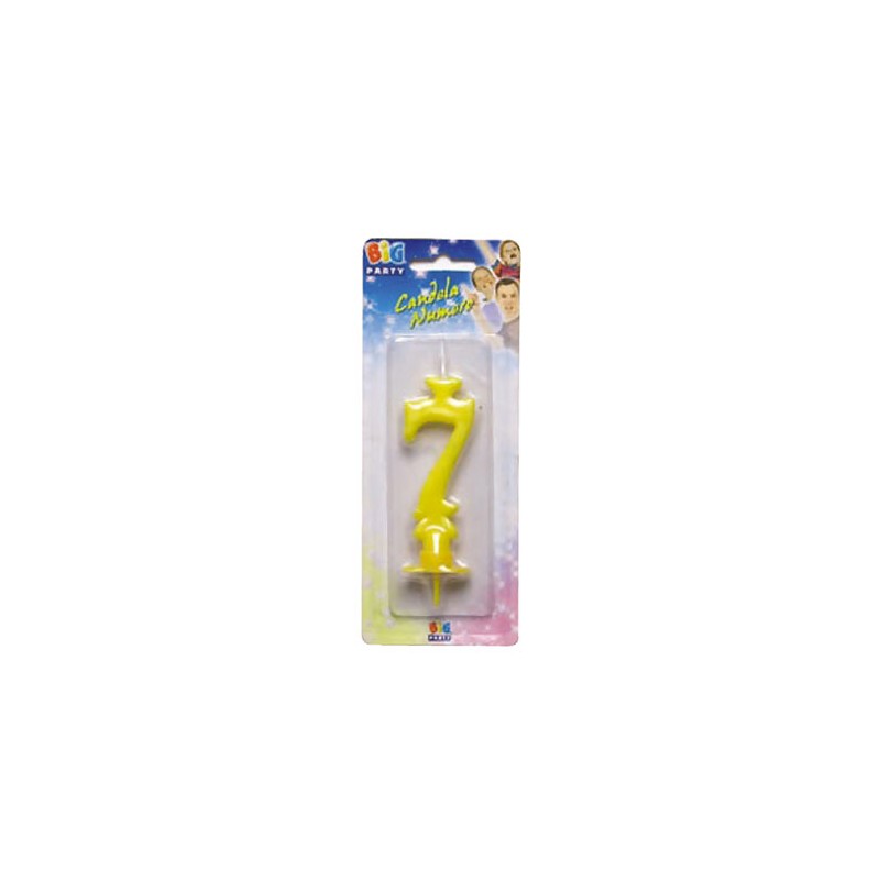 Candelina Classica Gialla 8,5 cm Numero 7 BIG PARTY