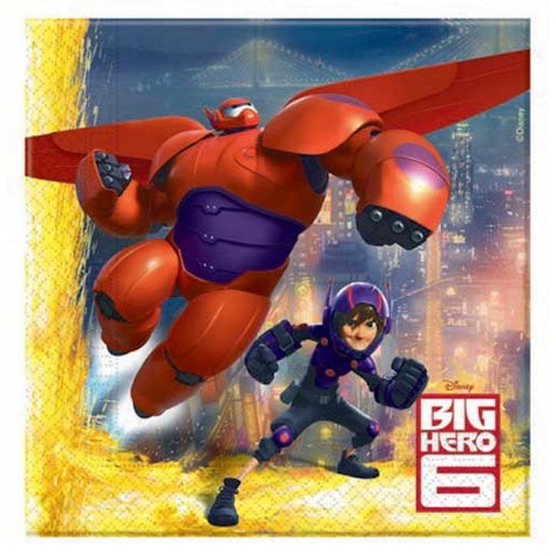 TOVAGLIOLO BIG HERO 2 VELI 33 X 33 PZ 20 DECORATA PARTY