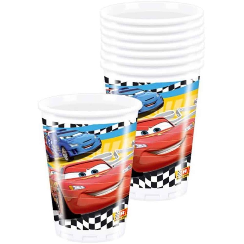 BICCHIERE CARS PISTA 8 PZ  200 ML DECORATA PARTY