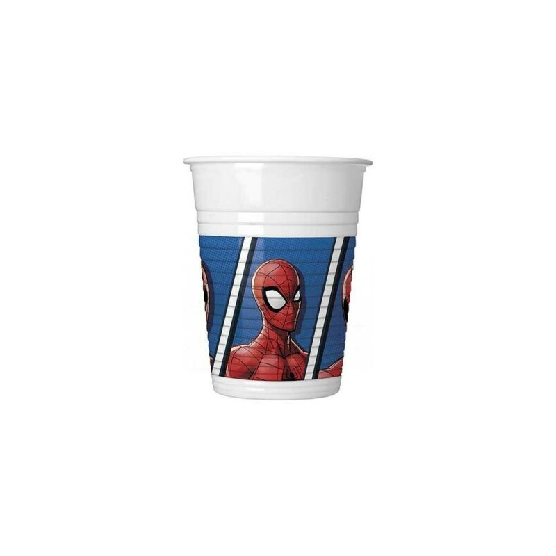 BICCHIERE IN PLASTICA SPIDERMAN VOLTI 8PZ - DECORATA PARTY