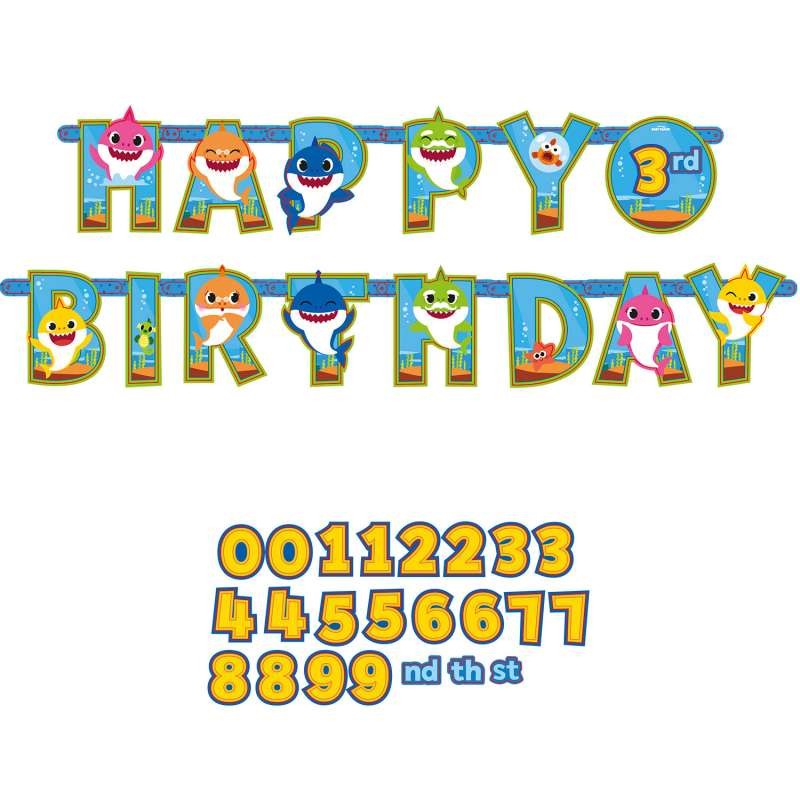 Festone Happy Birthday Baby Squalo "Baby Shark" 3,2mt
