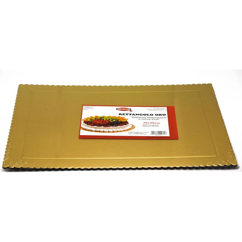 VASSOIO ORO ALA RETTANGOLARE 22 X 38 CM IN CARTONE  GRAZIANO