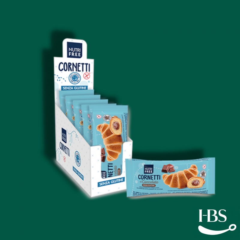 Cornetti al cioccolato 60 g NEW 30 pz (6 display box x 5 pz)  NUTRIFREE