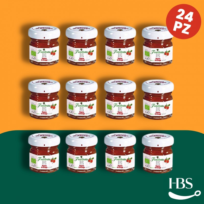 Confettura Fiordifrutta Bio Pesca Vetro RIGONI 24 Pz x 25 Gr
