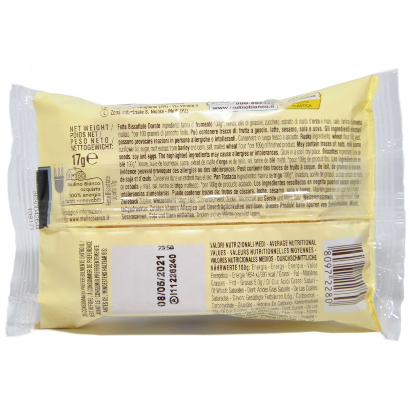 Bifette Dorate Mono 17g x 100 pz Mulino Bianco